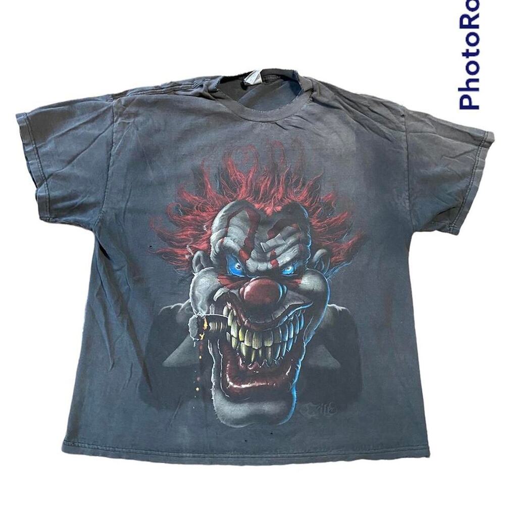 Y2k scary smoking clown tee shirt xl